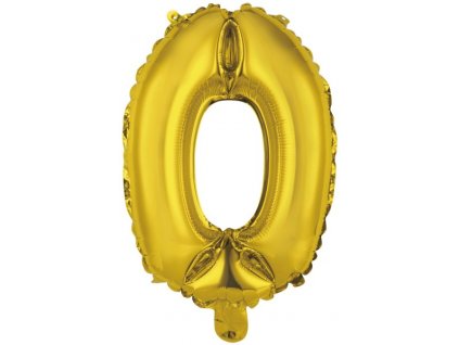 Balónek fóliový narozeniny číslo 0 zlatý 35cm x 25cm