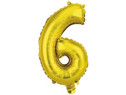 Balónek foliový narozeniny číslo 6 zlatý 35 cm