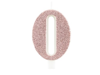 dortova svicka cislo 0 ruzovo zlata 9 cm