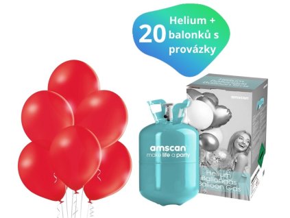 helium sada cervene balonky 20 ks