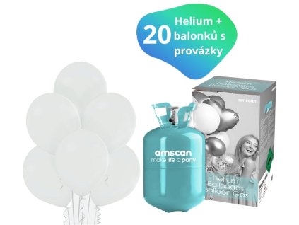 helium sada bile balonky 20 ks