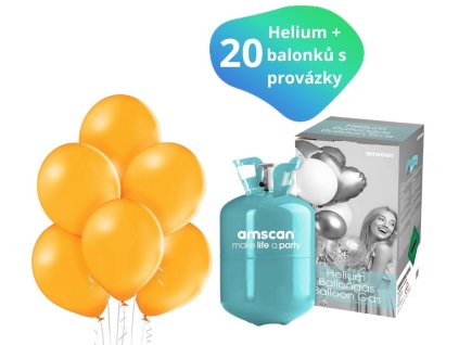 helium sada oranzove balonky 20 ks