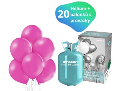 helium sada ruzove balonky 20 ks