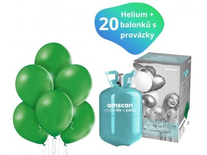 helium sada zelene balonky 20 ks