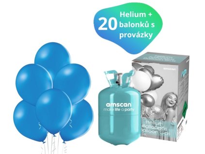 helium sada modre balonky 20 ks
