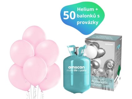 helium sada balonky svetle ruzove 50 ks