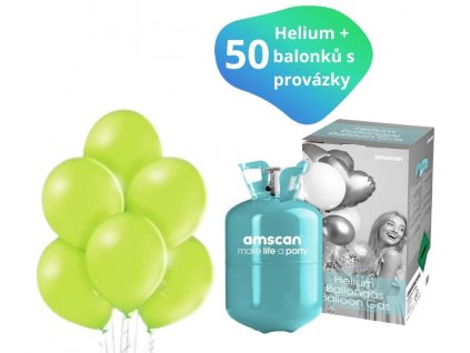 helium sada balonky svetle zelene 50 ks