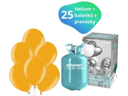 helium sada zlate metalicke balonky 25 ks