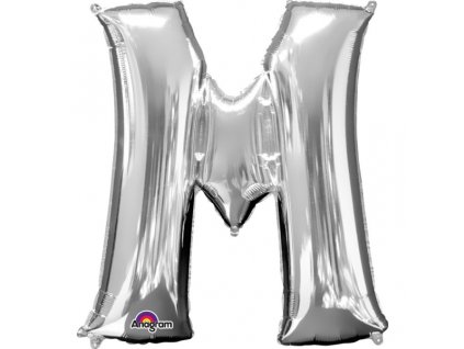 2257 pismena m stribrne foliove balonky 27cm x 33cm