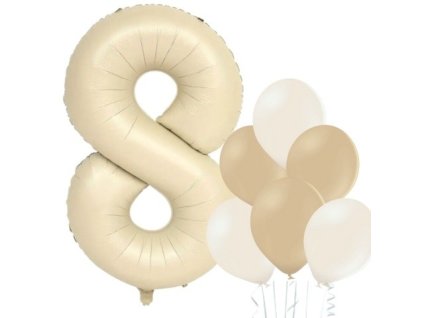 balonek cislo 8 kremove balonky mix
