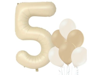 balonek cislo 5 kremove balonky mix