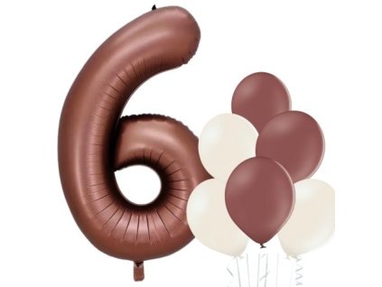 balonek cislo 6 hnedy balonky mix