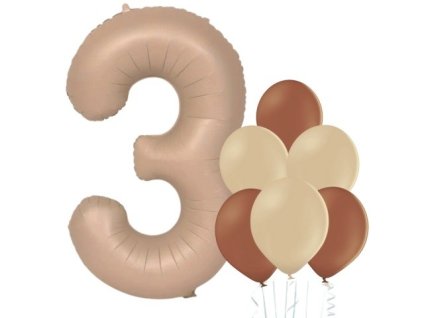 balonek cislo 3 cappuccino mix barev balonku