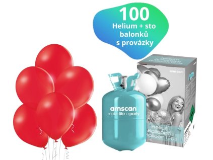 helium 100 cervene balonky