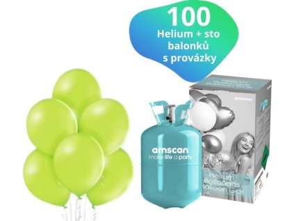 helium 100 svetlezelene balonky