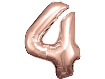 3322 amscan balonek foliovy narozeniny cislo 4 ruzovo zlate 86cm