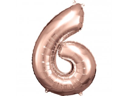 3328 amscan balonek foliovy narozeniny cislo 6 ruzovo zlate 86cm