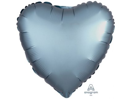 3841 balonek srdce foliove saten steel blue amscan