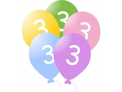 430 balonky narozeniny 5ks s cislem 3 pro deti balonky cz