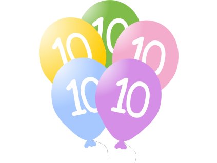 451 balonky narozeniny 5ks s cislem 10 balonky cz