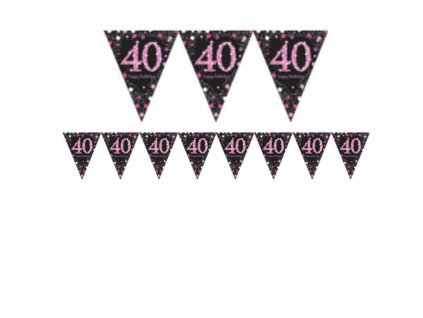 4633 vlajka 40 narozeniny pink 4 m amscan