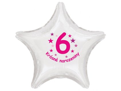 5038 krasne 6 narozeniny foliovy balonek hvezda pro holky balonky cz