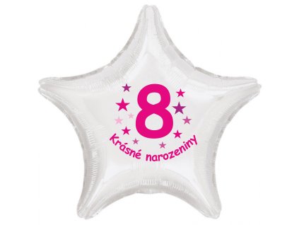 5059 krasne 8 narozeniny foliovy balonek hvezda pro holky balonky cz
