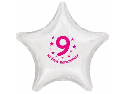 5068 krasne 9 narozeniny foliovy balonek hvezda pro holky balonky cz