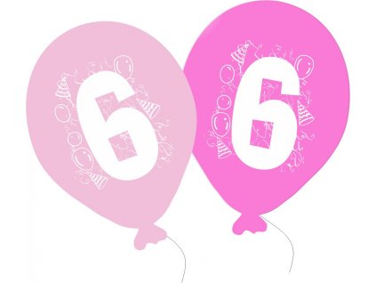904 balonky narozeniny 5ks s cislem 6 pro holky balonky cz