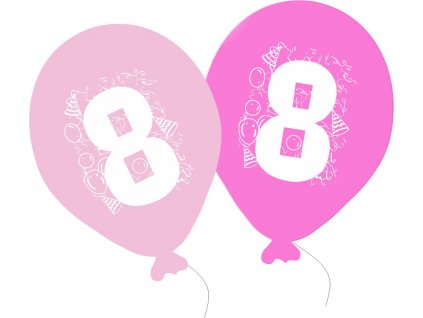 916 balonky narozeniny 5ks s cislem 8 pro holky balonky cz