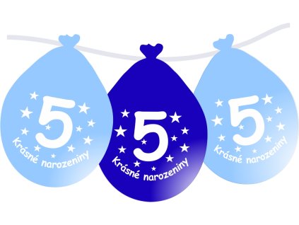 9217 balonek modry krasne narozeniny cislo 5 visici 5 ks balonky cz
