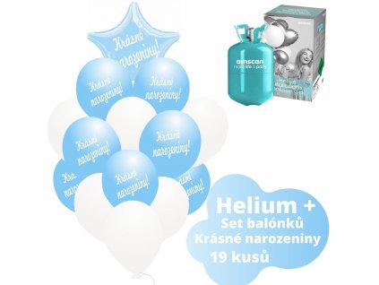 2 helium sada balonky narozeniny hvezda svetle modra 19 ks