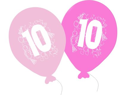 928 balonky narozeniny 5ks s cislem 10 pro holky balonky cz