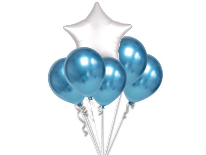 9505 chromove balonky modre a bila hvezda set balonky cz