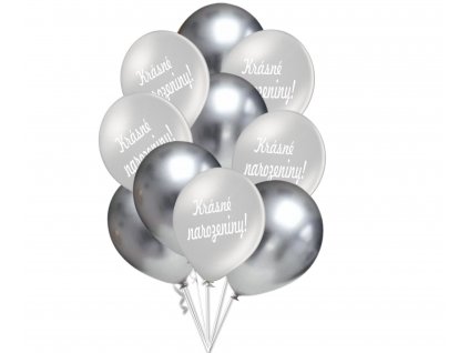 9640 krasne narozeniny balonky stribrne 10 ks 30 cm mix balonky cz