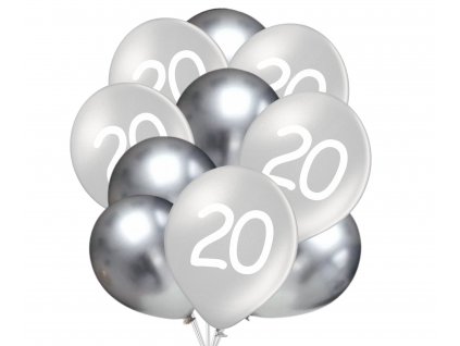 9727 20 narozeniny balonky stribrne 10 ks 30 cm mix