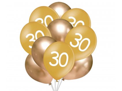 9736 30 narozeniny balonky zlate 10 ks 30 cm mix