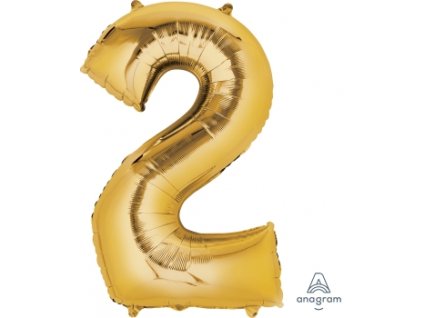 979 amscan balonek foliovy narozeniny cislo 2 zlaty 86cm