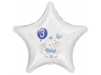 9940 3 narozeniny modry slon hvezda foliovy balonek balonky cz