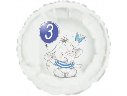 9946 3 narozeniny modry slon kruh foliovy balonek balonky cz