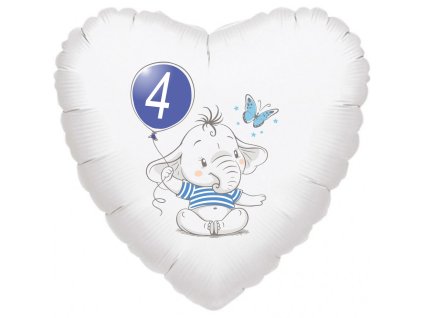 9952 4 narozeniny modry slon srdce foliovy balonek balonky cz