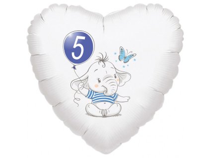 9970 5 narozeniny modry slon srdce foliovy balonek balonky cz
