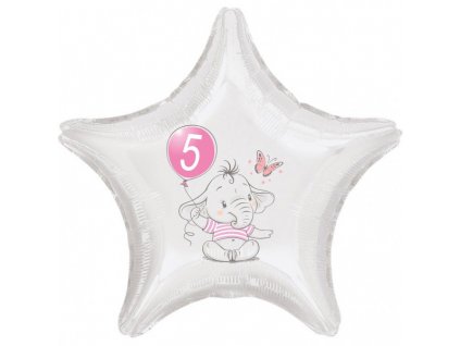 9973 5 narozeniny ruzovy slon hvezda foliovy balonek balonky cz