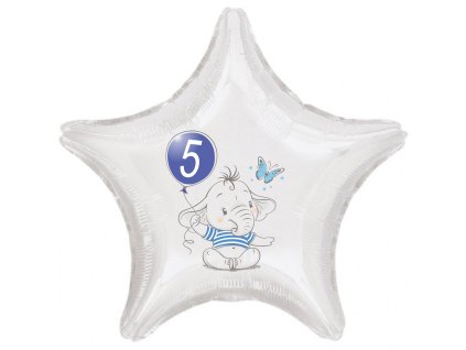 9976 5 narozeniny modry slon hvezda foliovy balonek balonky cz