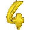 Balónek fóliový narozeniny číslo 4 zlatý 35 cm