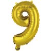 Balónek fóliový narozeniny číslo 9 zlatý 35 cm