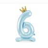 balonek cislo 6 stojici modry s korunkou 84 cm