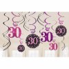 4636 zavesne dekorace 30 narozeniny pink 12 ks leskle amscan