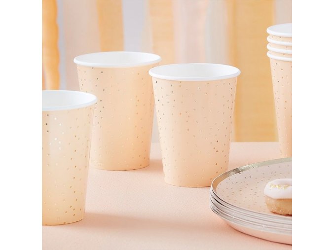 mix 462 gold foiled spotty peach paper cups min