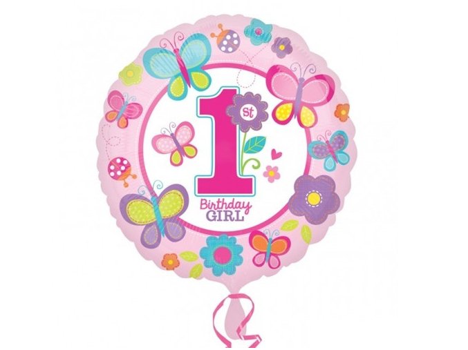 Fóliový balón s číslom ,,1,, Happy Birthday Motýlik